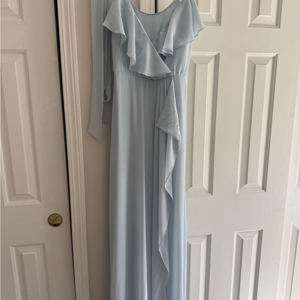 Elegant Light Blue Ruffle Dress